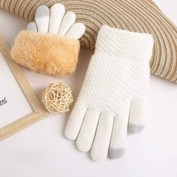 Women's Fleece Lined Jacquard  Knit Gloves with Touch Screen Capability