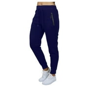 Women's Fleece-Lined Jogger Sweatpants With Zipper Side Pockets