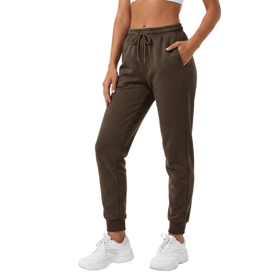 Women's Fleece Lined Jogger Sweatpants with Pockets Winter Thermal Athletic Lounge Pants for Women