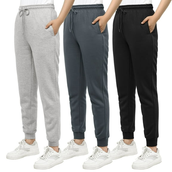 Women's Fleece Lined Jogger Sweatpants with Pockets Winter Thermal Athletic Lounge Pants for Women