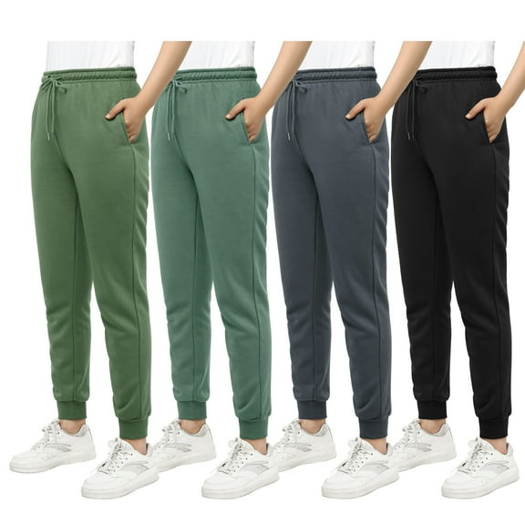 Women's Fleece Lined Jogger Sweatpants with Pockets Winter Thermal Athletic Lounge Pants for Women