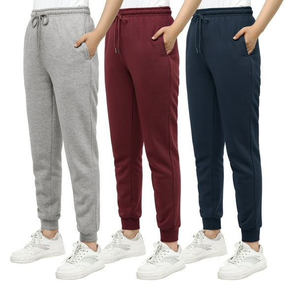 Women's Fleece Lined Jogger Sweatpants with Pockets Winter Thermal Athletic Lounge Pants for Women