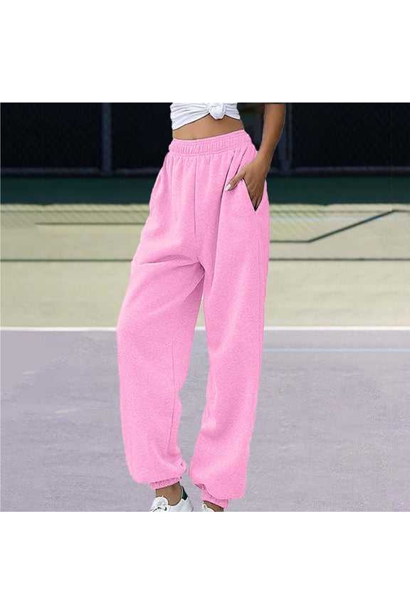 Women's Fleece Lined Joggers, Winter Plush Thermal Sweatpants with Cuffed Ankle, High Waist Casual Workout Pants for Cold Weather, Petite Length Athletic Sweatpants Red2 XXXL