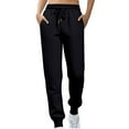 thumbnail image 1 of Women's Fleece Lined Joggers with Pockets High Waisted Straight Leg Sweatpants Winter Warm Lounge Athletic Jogging Pants Black S, 1 of 2