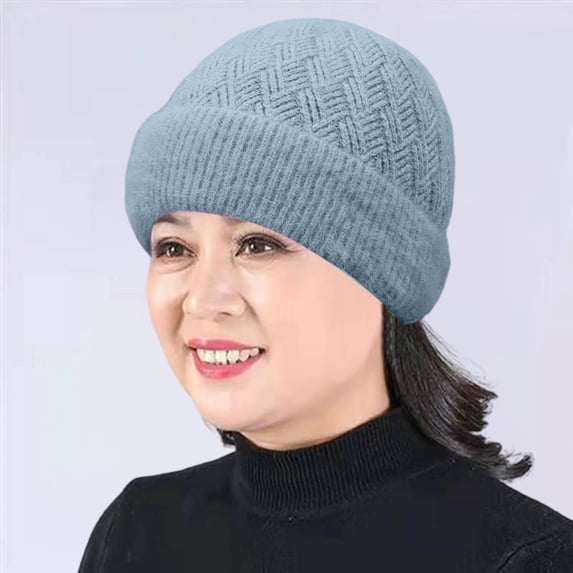 Women's Fleece Lined Knit Beanie, Thickened Warm Winter Hat for Cold Weather Protection, Cozy and Soft for Daily Wear, Skiing, and Outdoor Activities-Gray