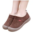 thumbnail image 1 of Women's Fleece Lined Non Slip Walking Shoes Lightweight Suede Running Shoes Winter Warm Slip On Sneakers Brown Size 7.5, 1 of 4