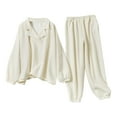 thumbnail image 1 of Women's Fleece Lined Pajamas Sets Long Sleeve Pullover Long Pants Soft Sleepwear 2 Piece Pjs Joggers Loung Set, 1 of 3