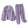 thumbnail image 1 of Women's Fleece Lined Pajamas Sets Long Sleeve Pullover Long Pants Soft Sleepwear 2 Piece Pjs Joggers Loung Set, 1 of 5