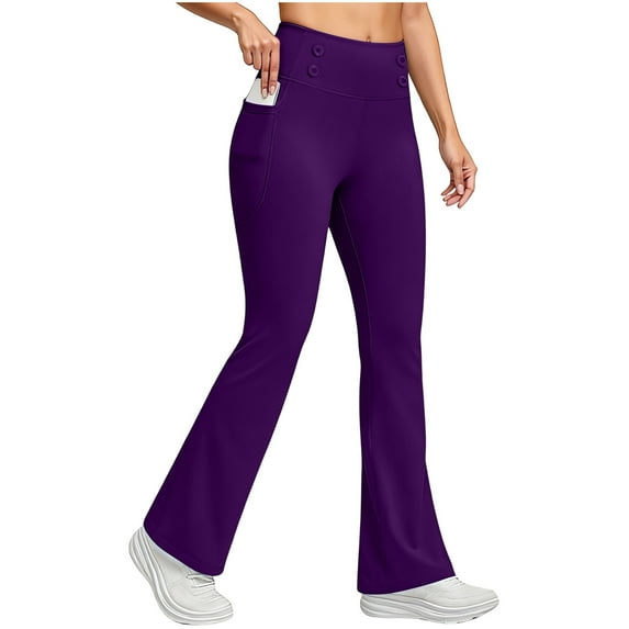 Women's Fleece Lined Pants High Waist Winter Thermal Warm Flare Leggings Hiking Yoga Pants Women with Pockets