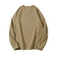 thumbnail image 1 of Women's Fleece Lined Round Neck Long Sleeve Sweatshirt, No Hood Loose Fit Casual Pullover Top with Solid Color Design for Daily Wear, Student Couple Outfits and Banquet Appropriate Wear Khaki M, 1 of 4
