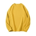 thumbnail image 1 of Women's Fleece Lined Round Neck Long Sleeve Sweatshirt, No Hood Loose Fit Casual Pullover Top with Solid Color Design for Daily Wear, Student Couple Outfits and Banquet Appropriate Wear Yellow XXL, 1 of 4