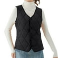 thumbnail image 1 of Women's Fleece Lined Sleeveless Vest Jacket, Stand Collar, Black, Size L, 1 of 5