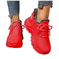 thumbnail image 1 of Women's Fleece Lined Slip On Sneakers Lace Up Breathable Winter Shoes Lightweight Casual Non Slip Running Shoes Red Size 7.5, 1 of 7
