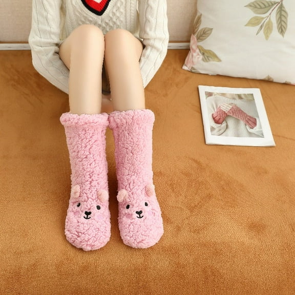 Women's Fleece Lined Slipper Socks with Grip Soles, The Coziest House Sock for Her US 6 to 11