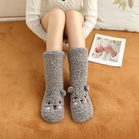 Women's Fleece Lined Slipper Socks with Grip Soles, The Coziest House Sock for Her US 6 to 11
