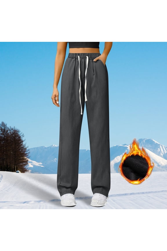 Women's Fleece Lined Straight Leg Jeans, High Waist Thermal Denim Pants, Stretch Comfort Jeans, Warm Winter Jeans, Tummy Control Jeans, Everyday Straight Leg Jeans Grey