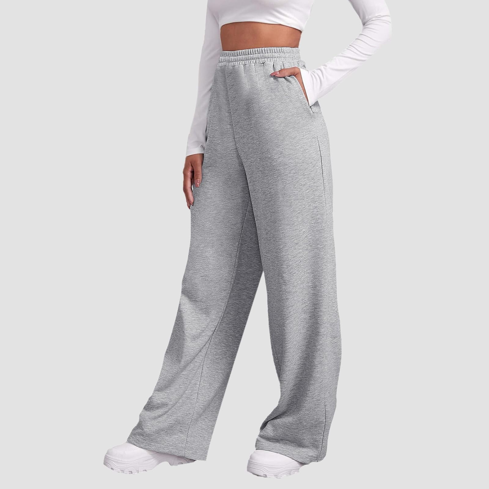 Women's Fleece Lined Sweatpants Baggy Wide Straight Leg Women's Fleece Lined Sweatpants Baggy Wide Straight Leg