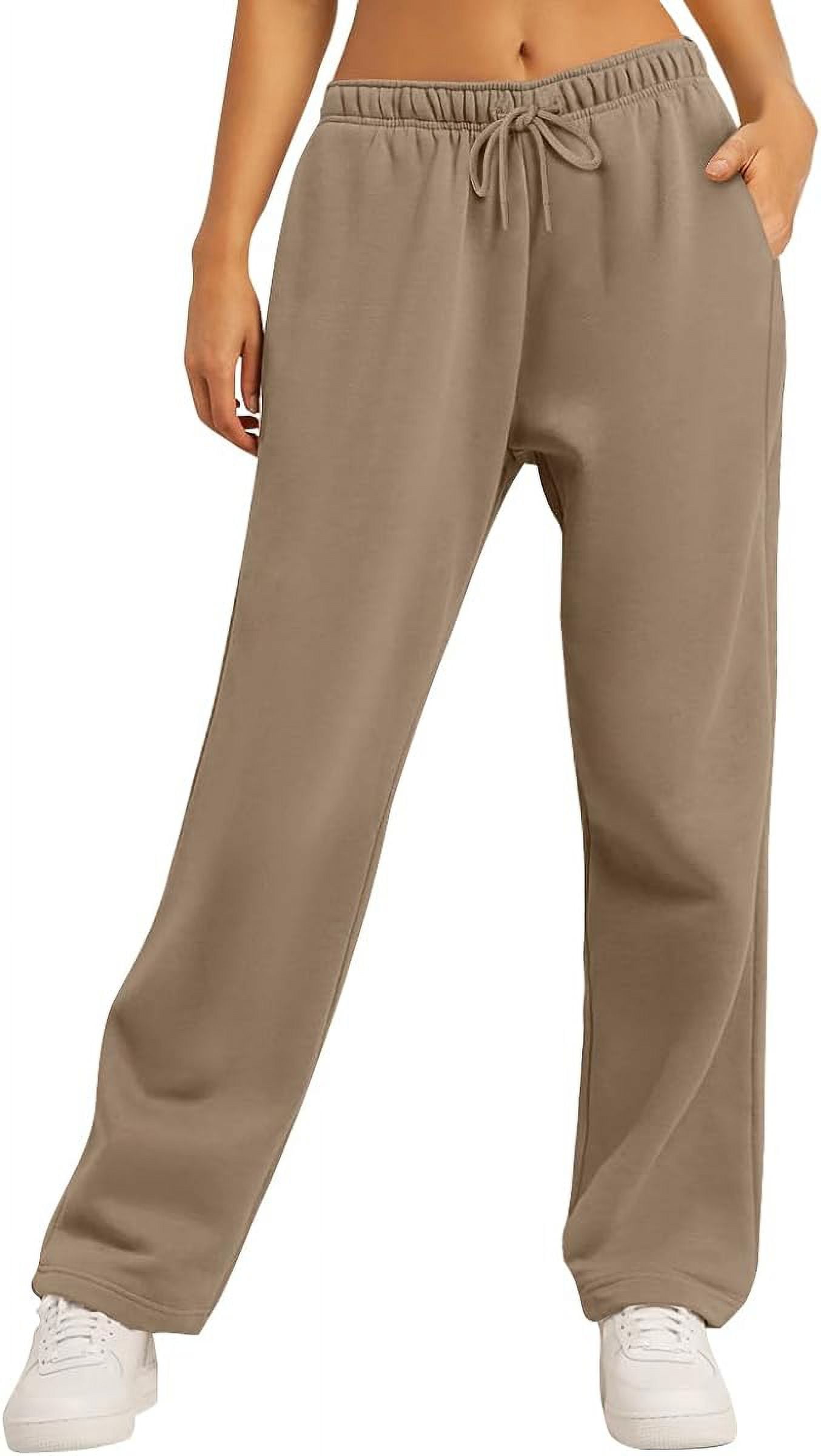Women’s Fleece Lined Sweatpants Baggy Wide Straight Leg Pants