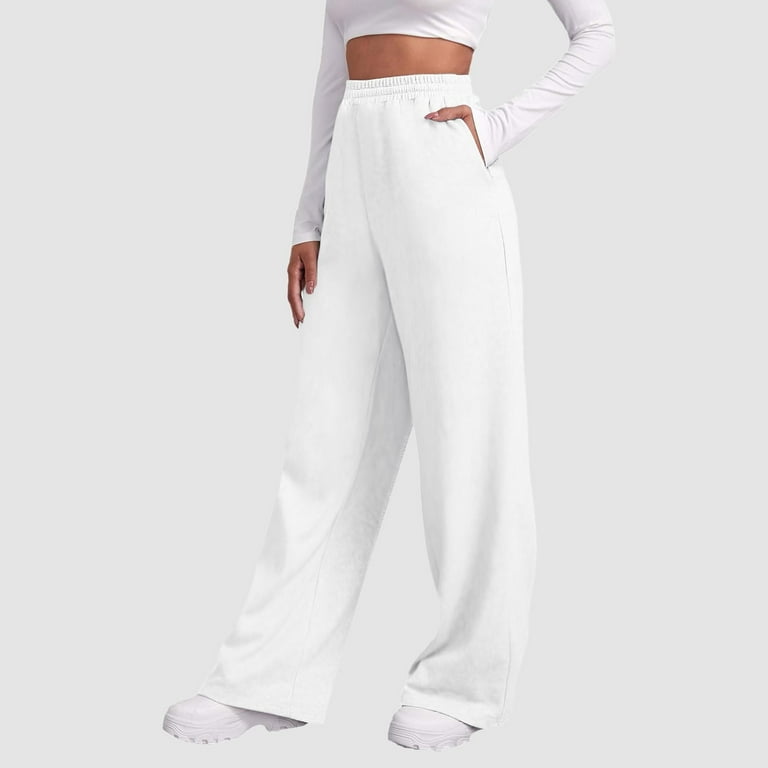 Women's Fleece Lined Sweatpants Cotton Straight Leg Pants with