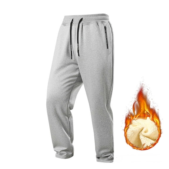 Women's Fleece Lined Sweatpants, Elastic Waist Drawstring Jogger Pants, Thermal Lined Workout Bottoms, Soft Warm Winter Lounge Pants, Comfortable Casual Athletic Wear Light Ashy XS