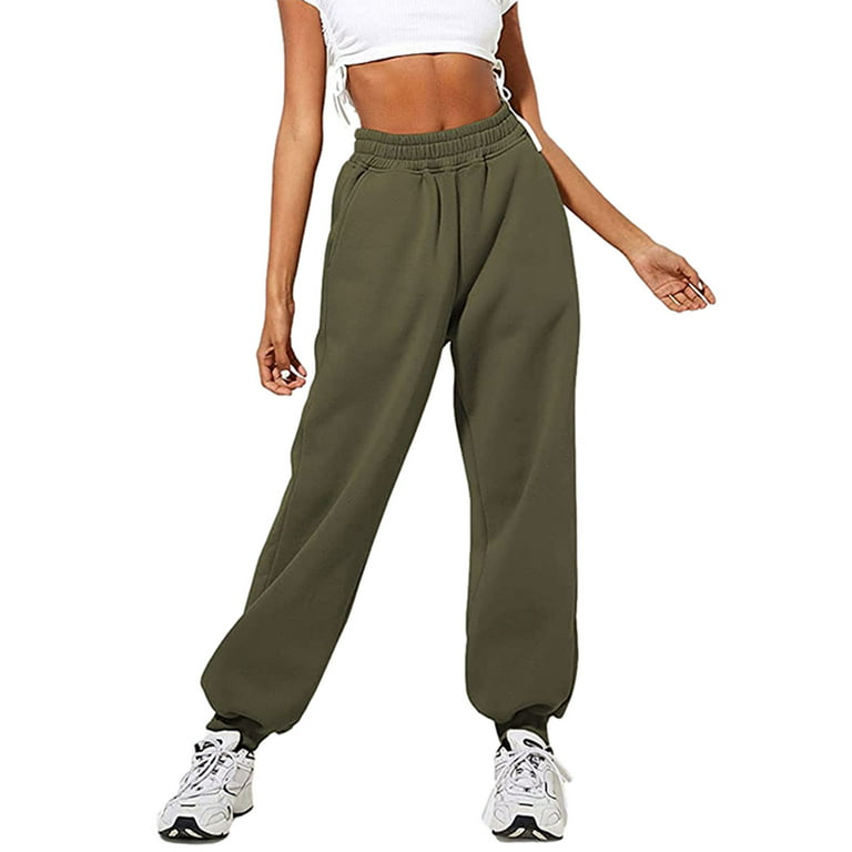 Women's Fleece Lined Sweatpants High Waist Thermal Joggers Baggy Pants Fall  Winter Trousers with Pockets 