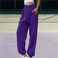 thumbnail image 1 of Women's Fleece Lined Sweatpants with Pockets, High Waist Drawstring Joggers for Athletic Workout and Casual Wear, Thermal Warm Pants for Autumn Winter, Plus Size Comfortable Sports Pants Dark Purple, 1 of 6