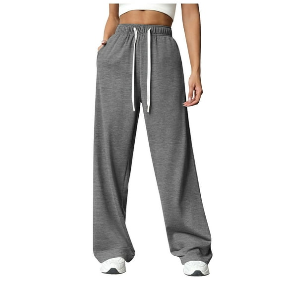 Women’s Fleece Lined Sweatpants Wide Leg Sweat Pants For Womens High Waisted Baggy Sweatpants Casual Drawstring Workout Pants With Pockets