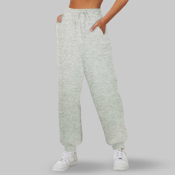 Women’s Fleece Lined Sweatpants Wide Straight Leg Pants Bottom Sweatpants Joggers Pants Workout High Waisted Yoga Pants With Pockets