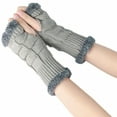 thumbnail image 1 of Women's Fleece Lined Thermal Fingerless Gloves - Extreme Warmth Touchscreen Gloves for 10℉ to 45℉, Cold Weather & Easy On & Off(Light Gray), 1 of 2