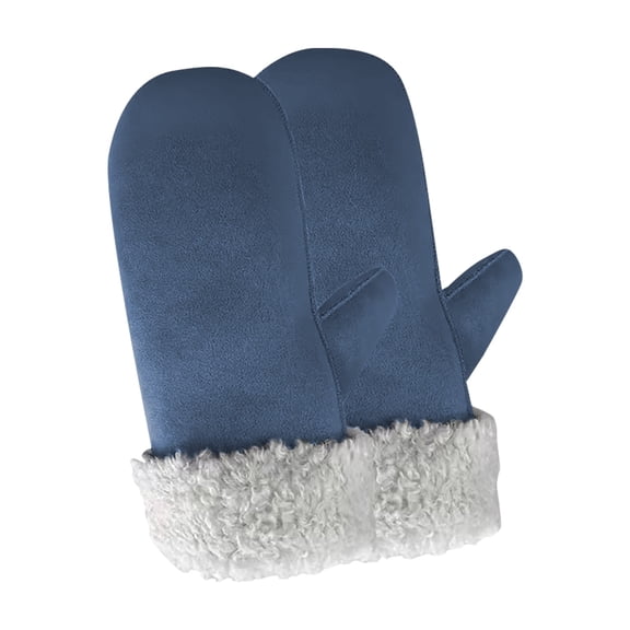 Women's Fleece Lined Thermal Mittens, Thickened Cold Proof Winter Gloves for Outdoor, Warm Winter Mittens for Daily Travel and Commuting - Blue