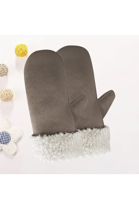 Women's Fleece Lined Thermal Mittens, Thickened Cold Proof Winter Gloves for Outdoor, Warm Winter Mittens for Daily Travel and Commuting - Brown