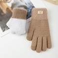 thumbnail image 1 of Women's Fleece Lined Thermal Mittens, Winter Knit Gloves with Touchscreen Fingers, Thick Warm Double Layer Cold Weather Gloves, Soft Comfortable Outdoor Skiing and Cycling Accessories for Women Khaki, 1 of 5