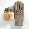 thumbnail image 1 of Women's Fleece Lined Thermal Mittens, Winter Knit Gloves with Touchscreen Fingers, Thick Warm Double Layer Cold Weather Gloves, Soft Comfortable Outdoor Skiing and Cycling Accessories for Women Khaki, 1 of 5