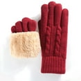 thumbnail image 1 of Women's Fleece Lined Thermal Mittens, Winter Knit Gloves with Touchscreen Fingers, Thick Warm Double Layer Cold Weather Gloves, Soft Comfortable Outdoor Skiing and Cycling Accessories for Women Red, 1 of 5