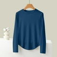 thumbnail image 1 of Women's Fleece Lined Thermal Shirts Crew Neck Long Sleeve Underwear Tops Fall Winter Soft Warm Loungewear New Winter Pajamas Tops for Women Blue XXL, 1 of 4