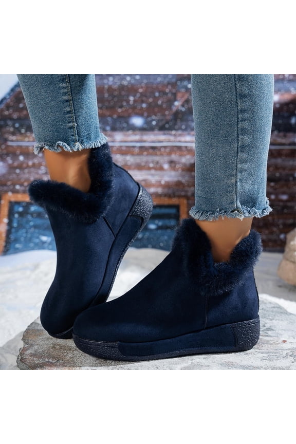 Women's Fleece Lined Thick Sole Plus Size Winter Trendy Warm Thick Snow Boots For Cold Weather And Outdoor Comfort