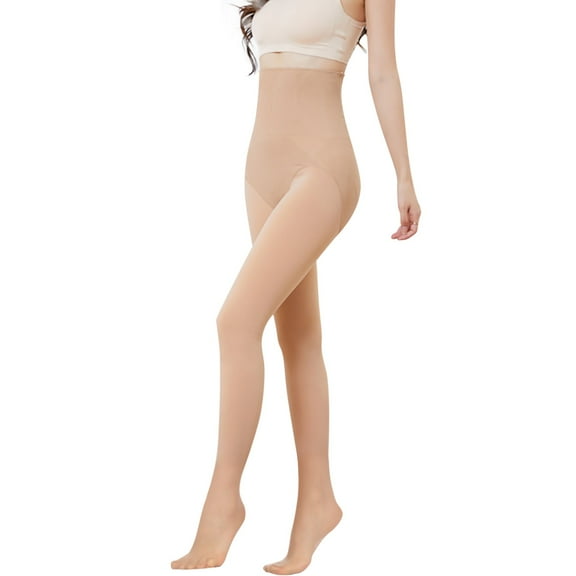 Women's Fleece Lined Tights High Waist Sheer - Fake Translucent Warm Pantyhose Leggings Sheer Thick Tights, for Winter One Size