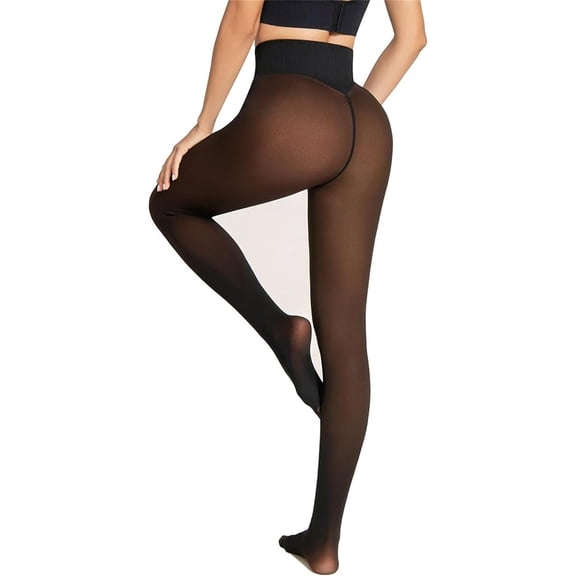Women's Fleece Lined Tights - Sheer Look Thermal Leggings with Tummy Control & Butt Lifting
