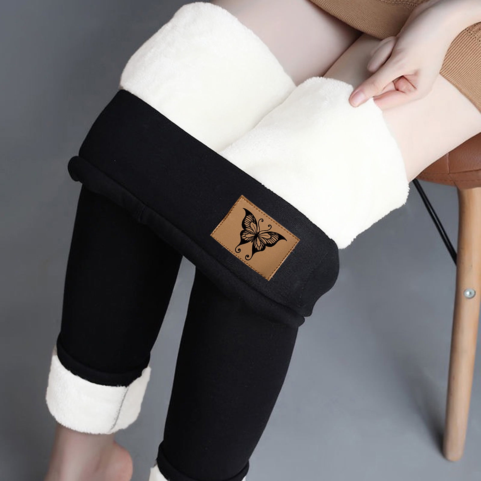 Super Thick Cashmere Wool Leggings Women High Elasticity High Waist Tights  Leggings Slim Fit Solid Color Long Pants