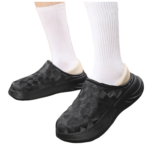 Women's Fleece Lined Waterproof House Slippers Comfortable Slip On Fashion Tow Ways Wear Winter Warm Fuzzy Slippers