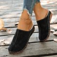 thumbnail image 1 of Women's Fleece Lined Wedge Mules Retro Suede Closed Toe Slip On Comfortable Non Slip Outdoor Slippers with Arch Support, 1 of 7