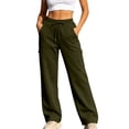 thumbnail image 1 of Women's Fleece Lined Wide Leg Cargo Sweatpants, Ghalytn Drawstring Elastic Waist Warm Multi-Pocket Streetwear Pants, 1 of 9