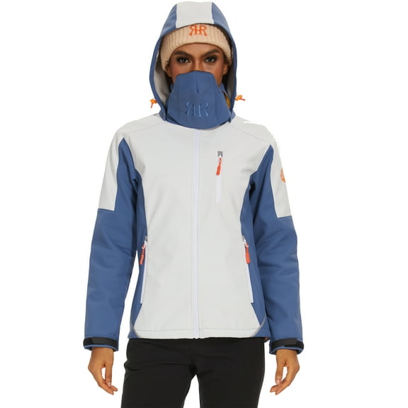 Women's Fleece Lined Windbreak Softshell Jacket - White Blue