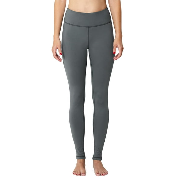 Women's Fleece Lined Winter Leggings Thermal Yoga Pants Inner Pocket Grey Size M