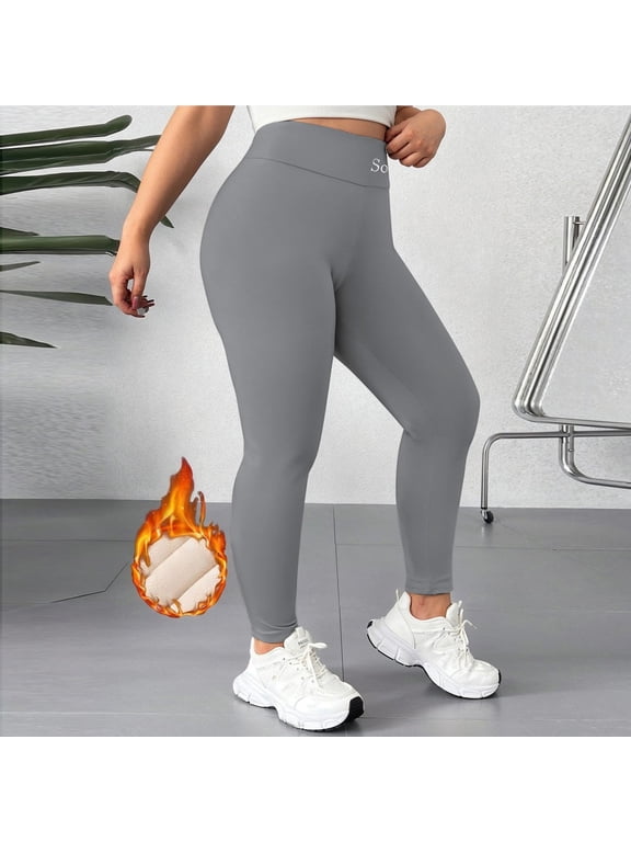 2025 New Fleece Lined Leggings Women Plus Size High Waisted Thermal Winter Warm, Women's Light Gray Tights XL