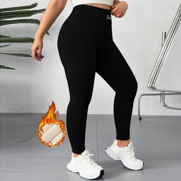 2025 New Fleece Lined Leggings Women Plus Size High Waisted Thermal Winter Warm, Women's Black Tights 2XL