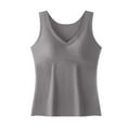thumbnail image 1 of Women's Fleece-Lined Winter Warm Tank Top - Solid Color Seamless with Built-In Padded, All-in-One Innerwear & Base Layer Gray M, 1 of 5