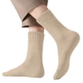 thumbnail image 1 of Women's Fleece Lined Wool Mid Calf Socks, 1 Pair Thermal Crew Socks for Cold Weather, Cushioned Thick Winter Socks for Everyday Wear and Comfort - Beige, 1 of 7