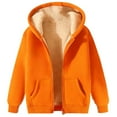 thumbnail image 1 of Women's Fleece Lined Zip Up Jacket, Solid Color Winter Warm Coat with Front Pockets, Soft Casual Long Sleeve Outerwear for Cold Weather Protection and Daily Comfort Wear Orange M, 1 of 4