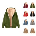 thumbnail image 1 of Women's Fleece Lined Zip Up Hoodie 2026 Winter Long Sleeve Trendy Basic Hooded Sweatshirt with Pockets Jacket Coat, 1 of 4